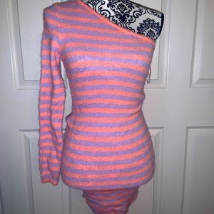 Pink and purple One shoulder dress